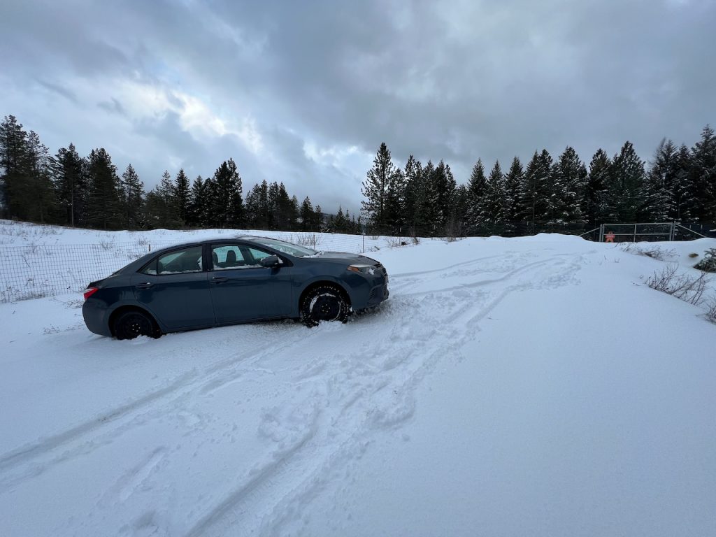 My car getting stuck going up my driveway.